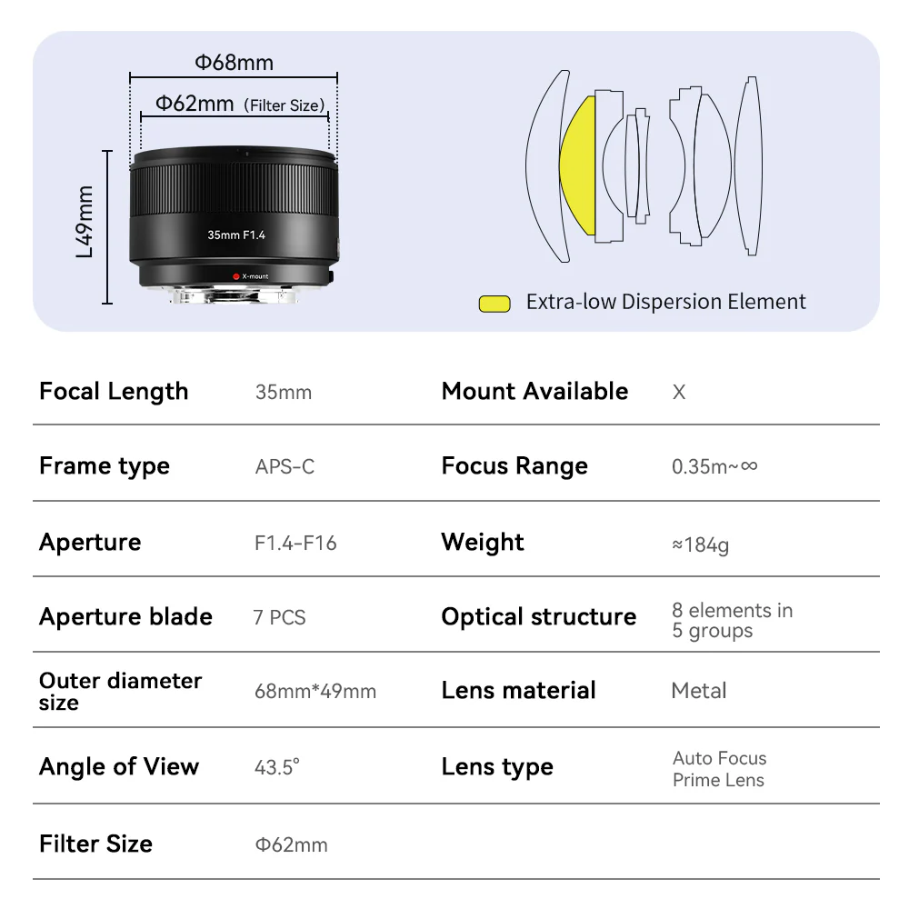 AF 35mm F1.4 APS-C Lens for X - Image 4